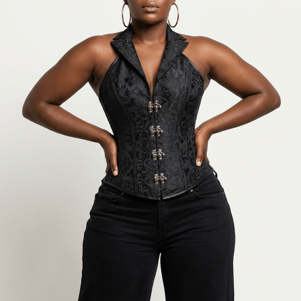 Luna Rune Halter-Neck Collared Clasp Corset