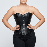 Luna Rune Leather-Look Hook-Eye Boned Corset