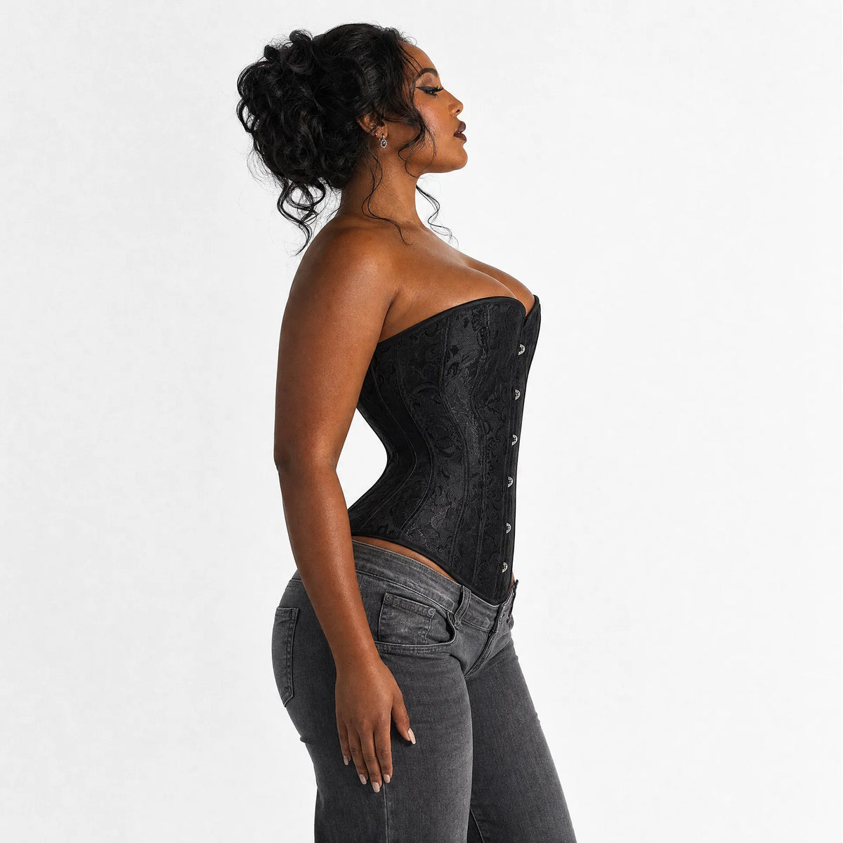 Luna Rune Longline Boned Hook-Eye Corset