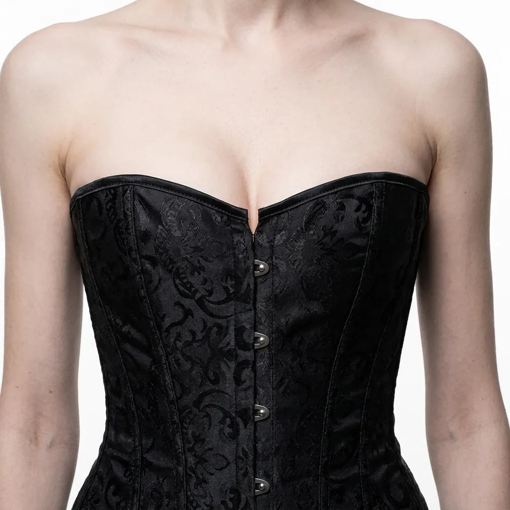 Luna Rune Longline Boned Hook-Eye Corset