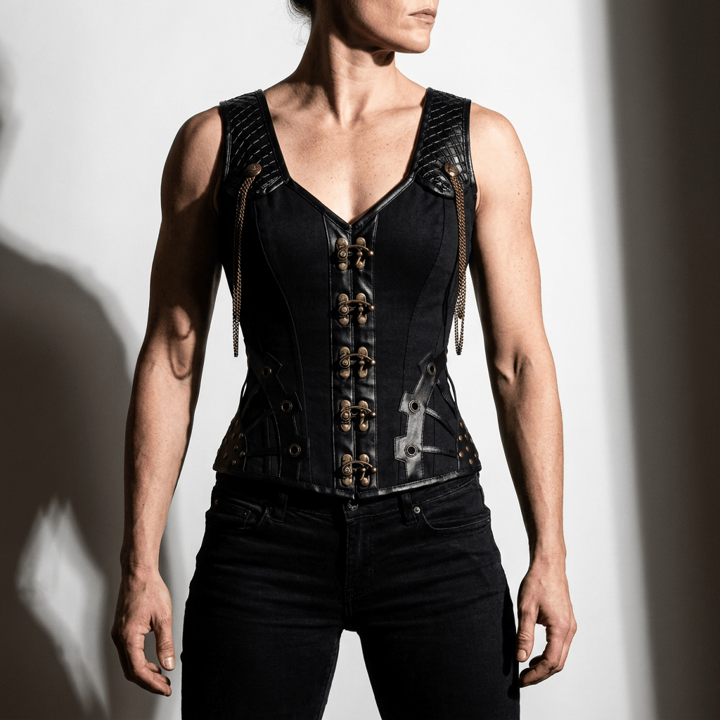 Luna Rune Medieval Boned Lace-Up Leather Corset