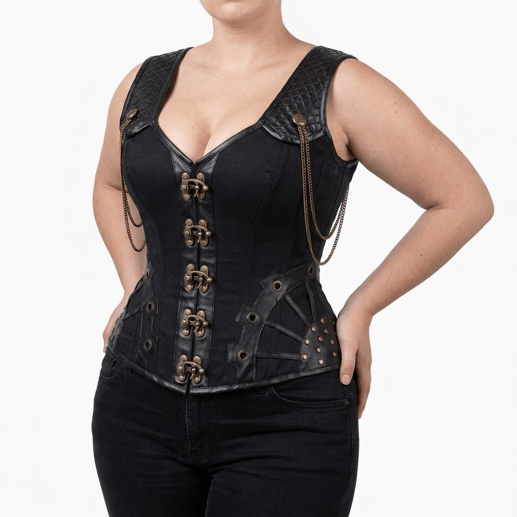 Luna Rune Medieval Boned Lace-Up Leather Corset