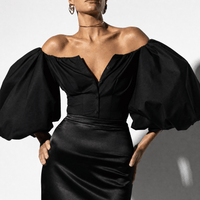 Luna Rune Off-Shoulder Puff-Sleeve Buttoned Corset