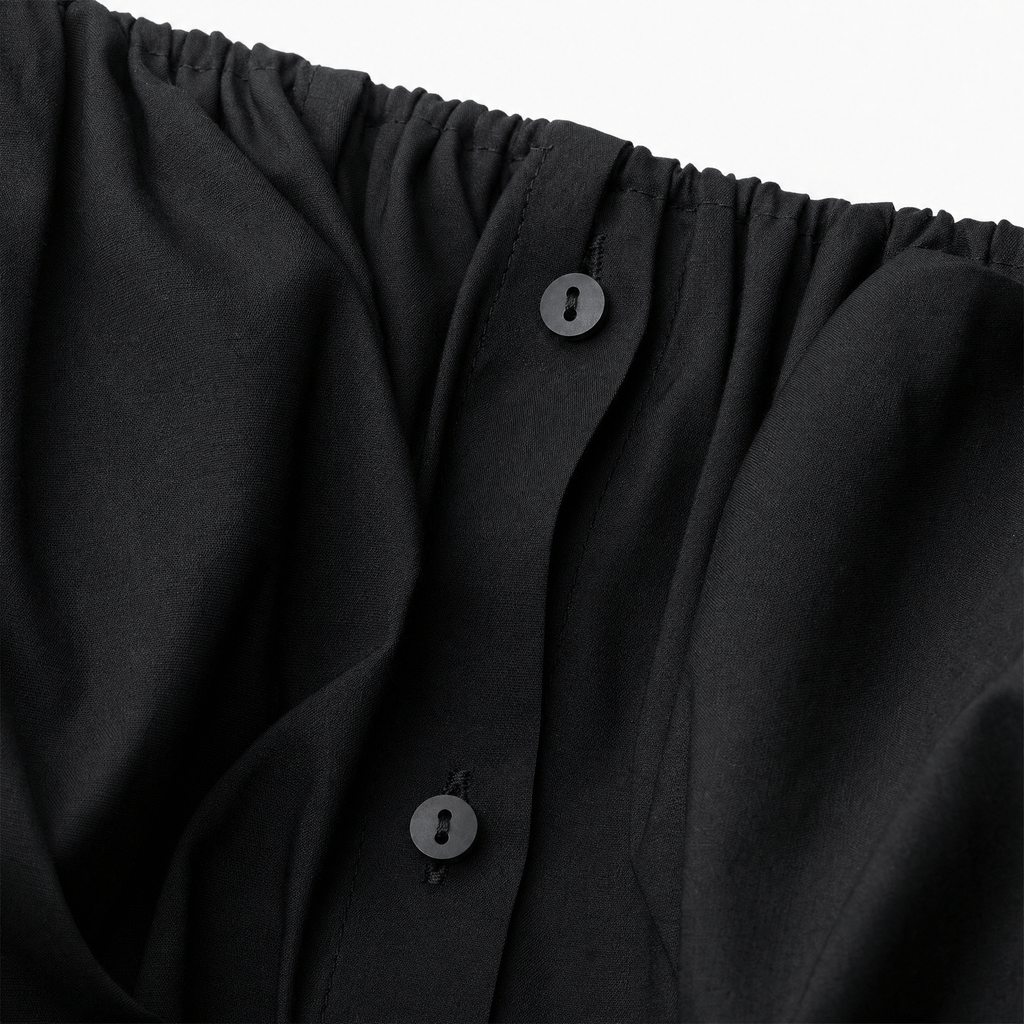 Luna Rune Off-Shoulder Puff-Sleeve Buttoned Corset