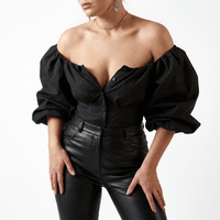 Luna Rune Off-Shoulder Puff-Sleeve Buttoned Corset