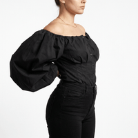 Luna Rune Off-Shoulder Puff-Sleeve Buttoned Corset