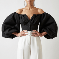 Luna Rune Off-Shoulder Puff-Sleeve Buttoned Corset