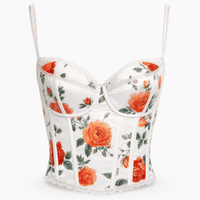Luna Rune Orange / S Floral Strappy Lace-Trim Corset