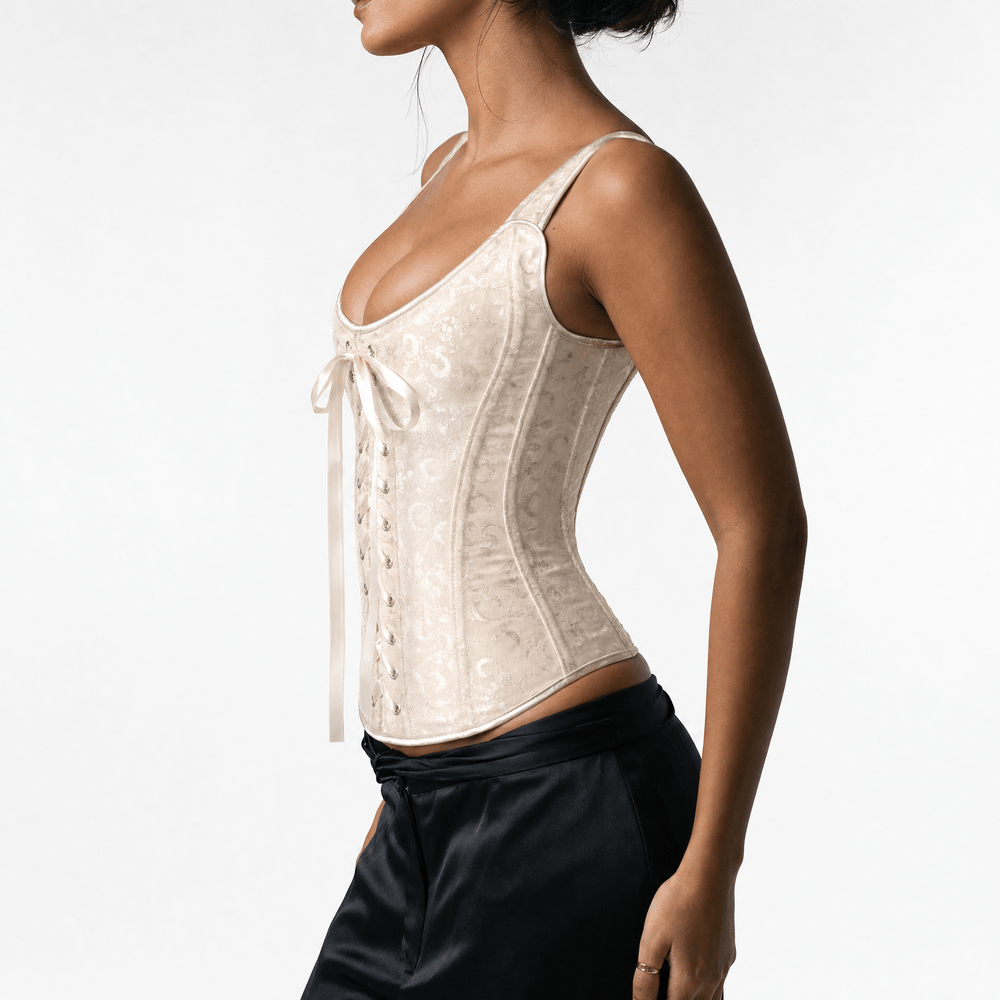 Luna Rune Patterned Lace-Up Front Corset
