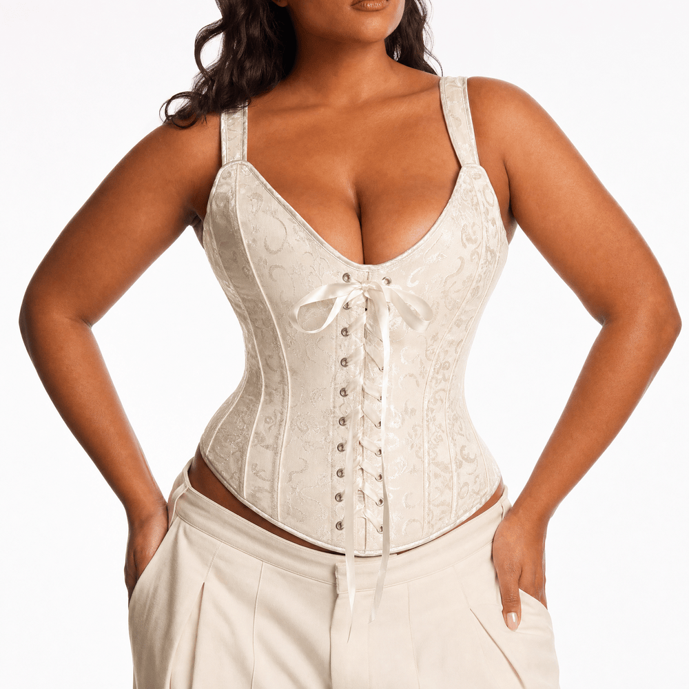 Luna Rune Patterned Lace-Up Front Corset