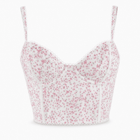 Luna Rune Pink / S Floral Strappy Lace-Trim Corset