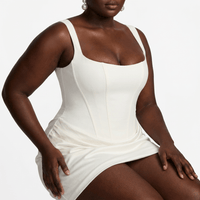 Luna Rune Ruched Square-Neck Mini Corset Dress