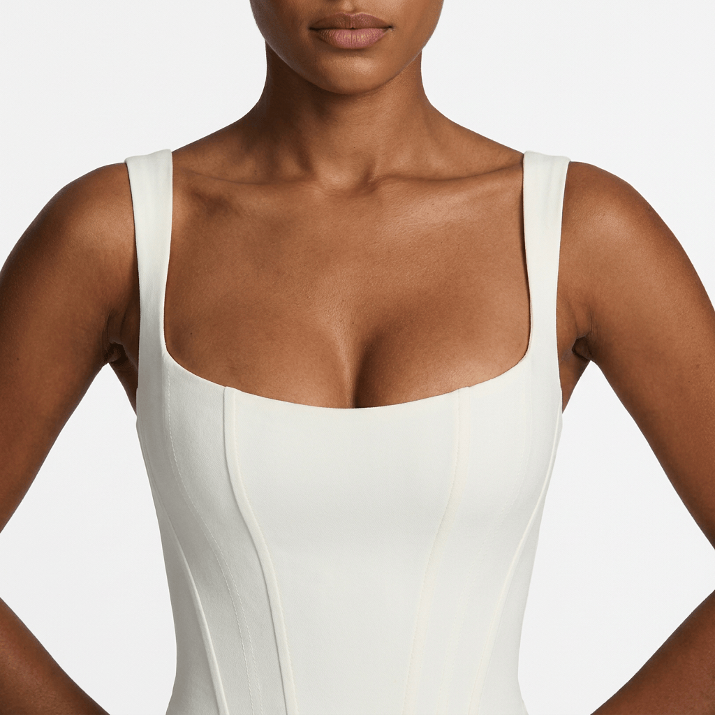 Luna Rune Ruched Square-Neck Mini Corset Dress