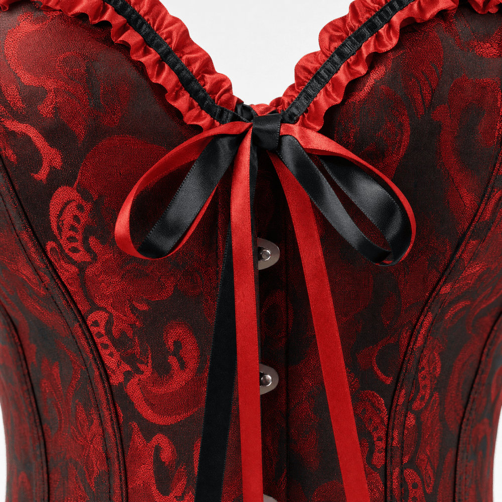 Luna Rune Ruffle-Hem Boned Lace-Up Corset