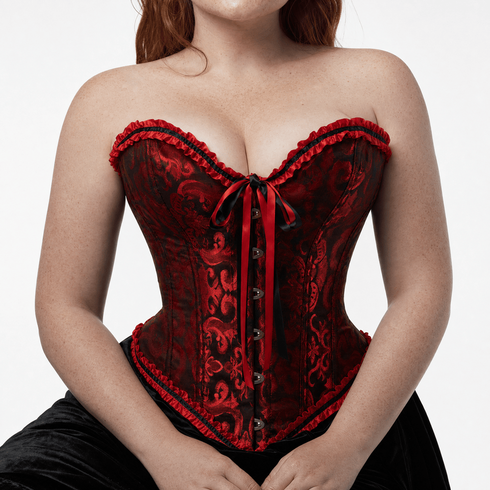 Luna Rune Ruffle-Hem Boned Lace-Up Corset