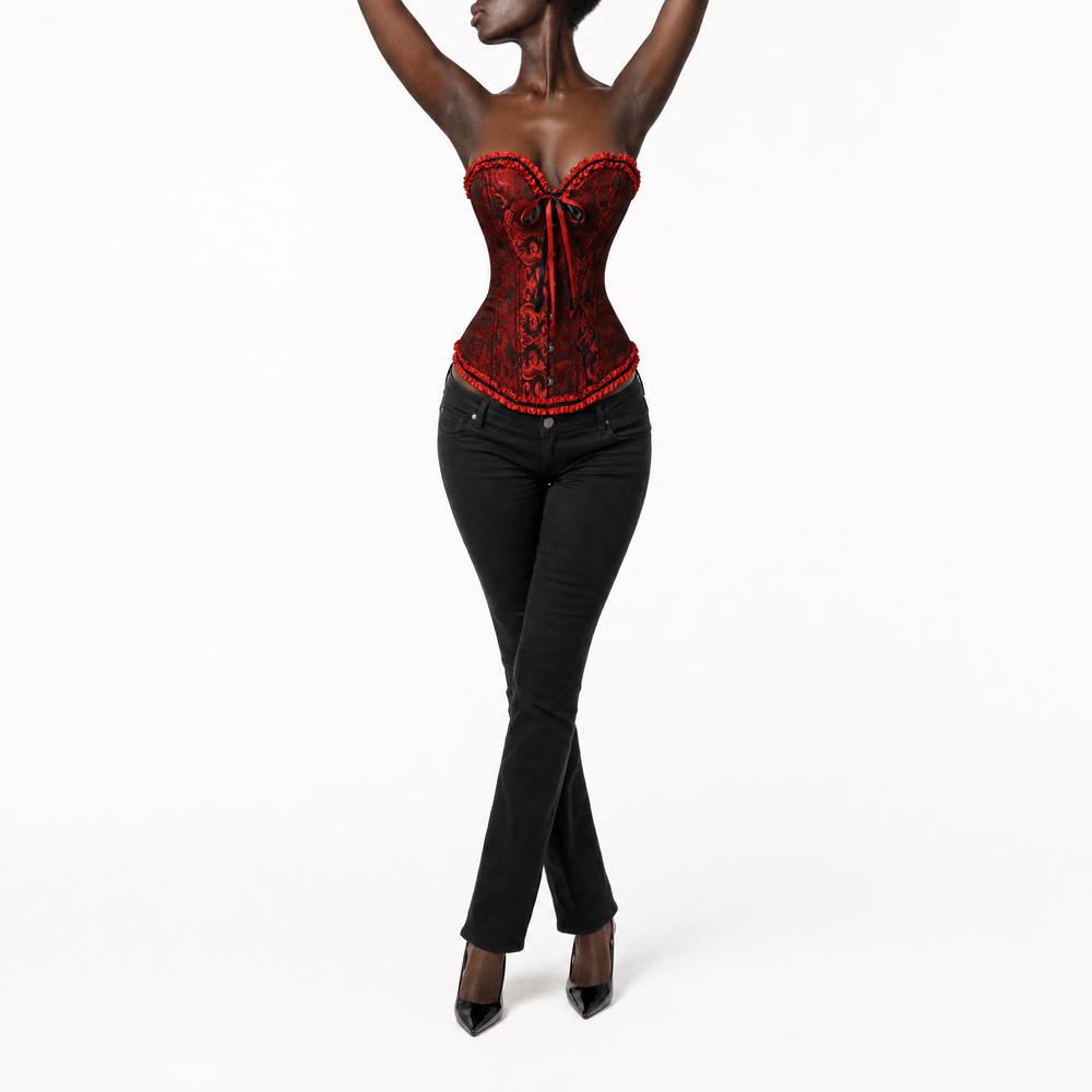 Luna Rune Ruffle-Hem Boned Lace-Up Corset