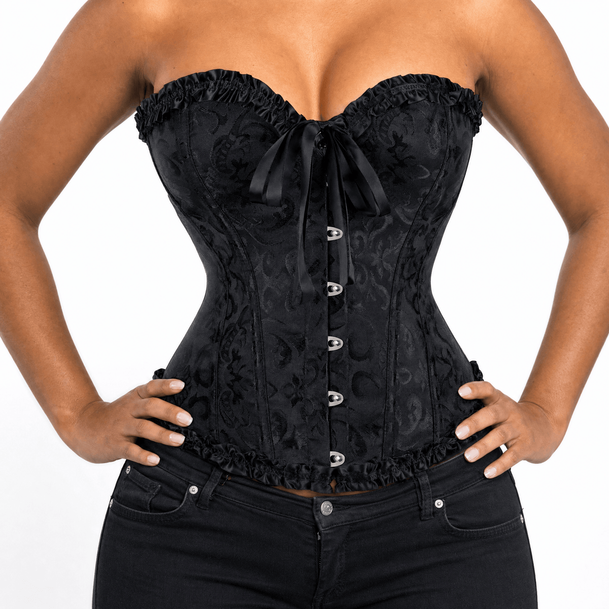 Luna Rune Ruffle-Trim Lace-Up Front Corset