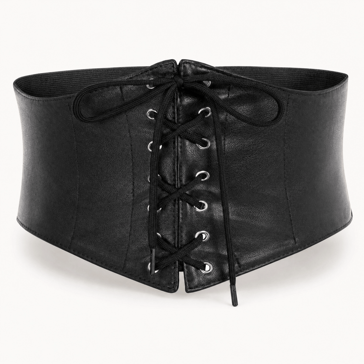 Luna Rune S / Black Wide Lace-Up Structured Corset Belt
