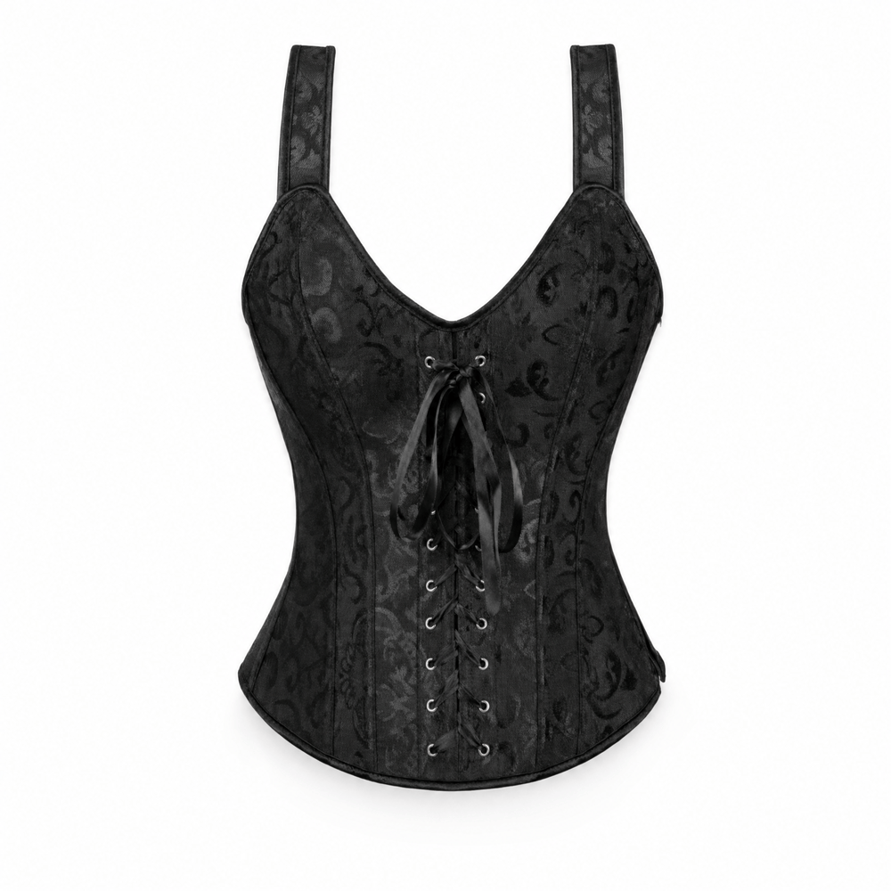 Luna Rune S Floral Boned Lace-Up Front Corset