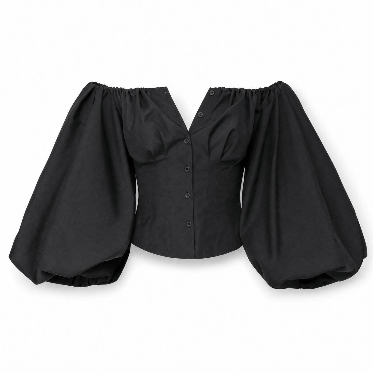 Luna Rune S Off-Shoulder Puff-Sleeve Buttoned Corset