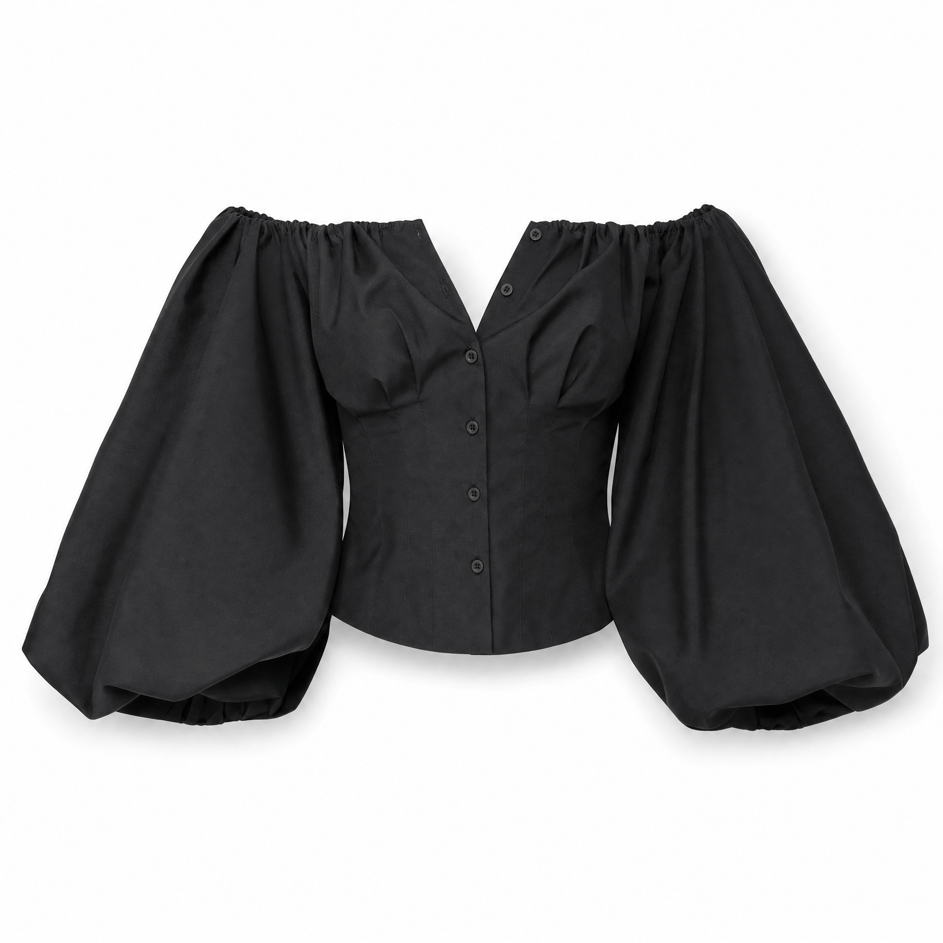 Luna Rune S Off-Shoulder Puff-Sleeve Buttoned Corset