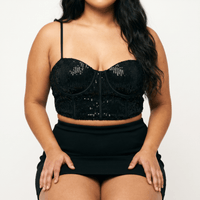 Luna Rune Sequined Underwired Strappy Corset