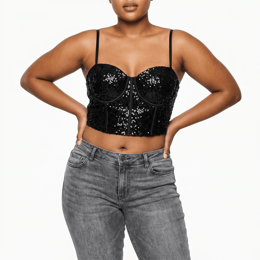 Luna Rune Sequined Underwired Strappy Corset