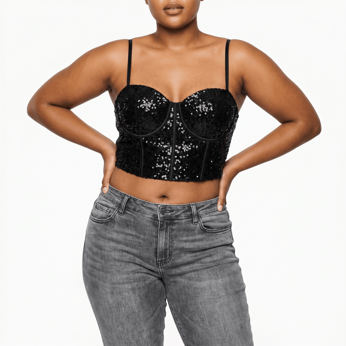 Luna Rune Sequined Underwired Strappy Corset