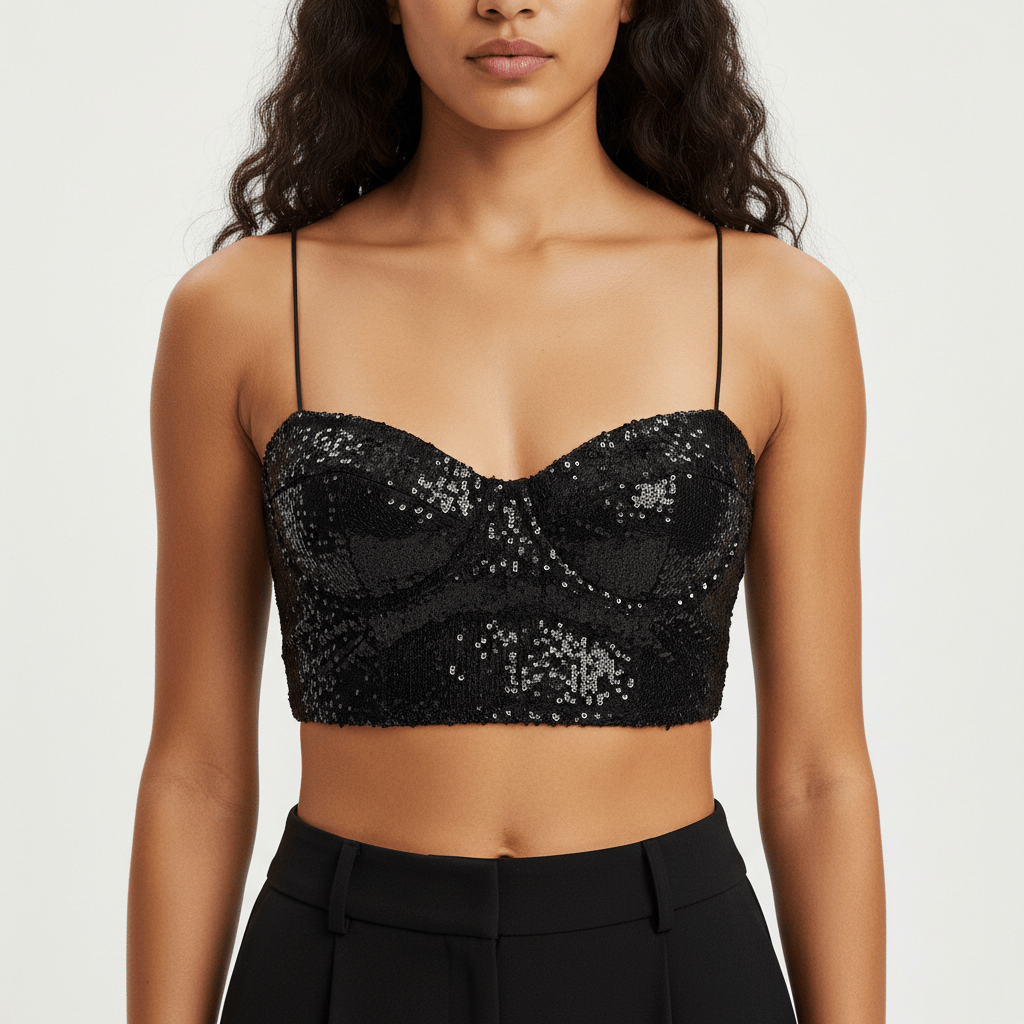 Luna Rune Sequined Underwired Strappy Corset