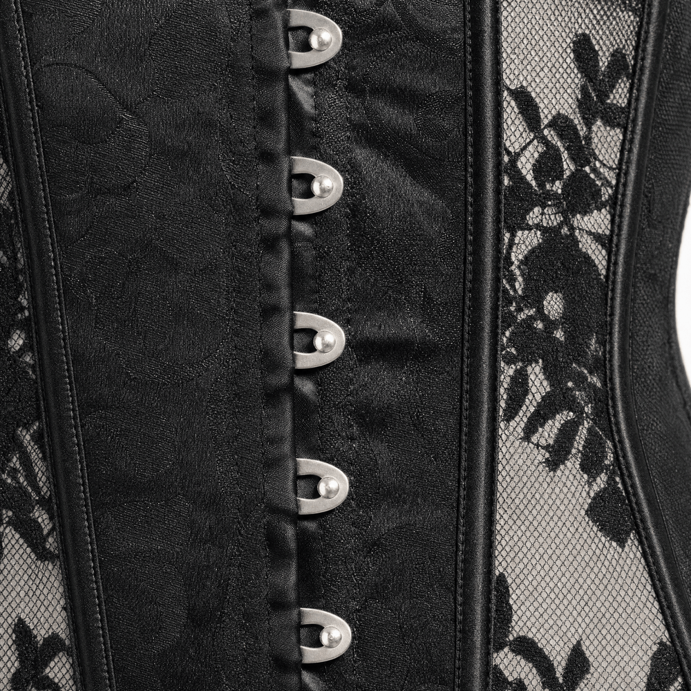 Luna Rune Short Boned Hook-Eye Lace Corset
