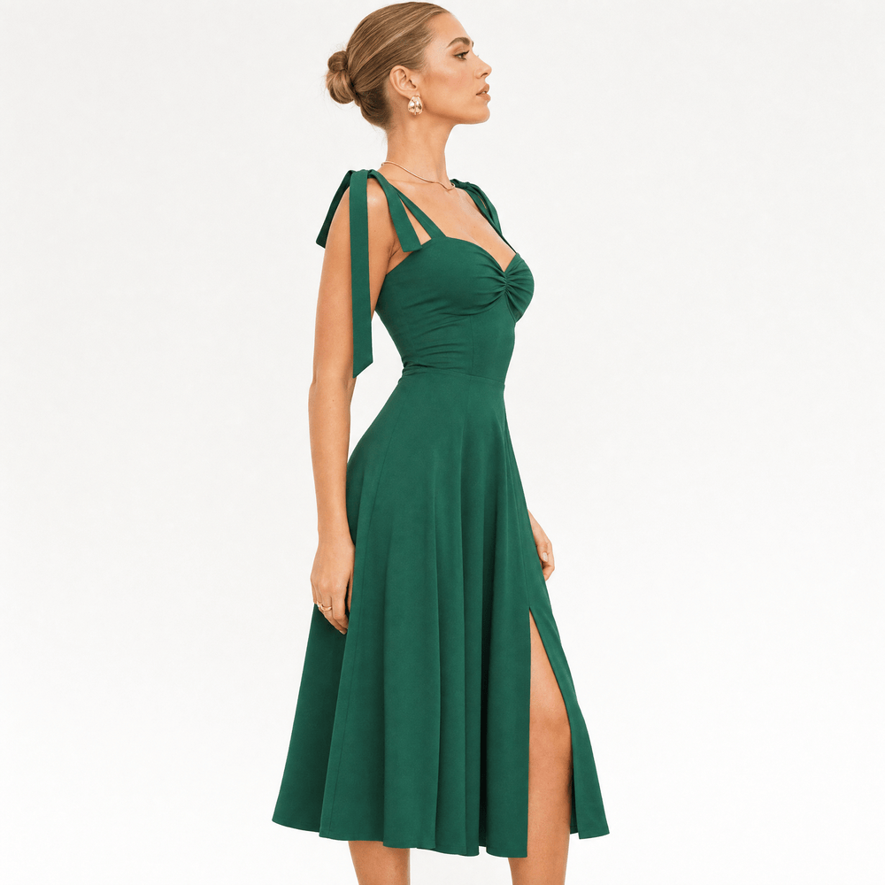 Luna Rune Square-Neck Boned Midi Corset Dress