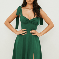 Luna Rune Square-Neck Boned Midi Corset Dress