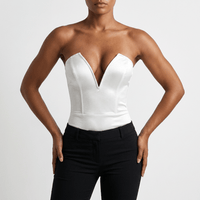 Luna Rune Strapless Plunge-Neck Bodysuit