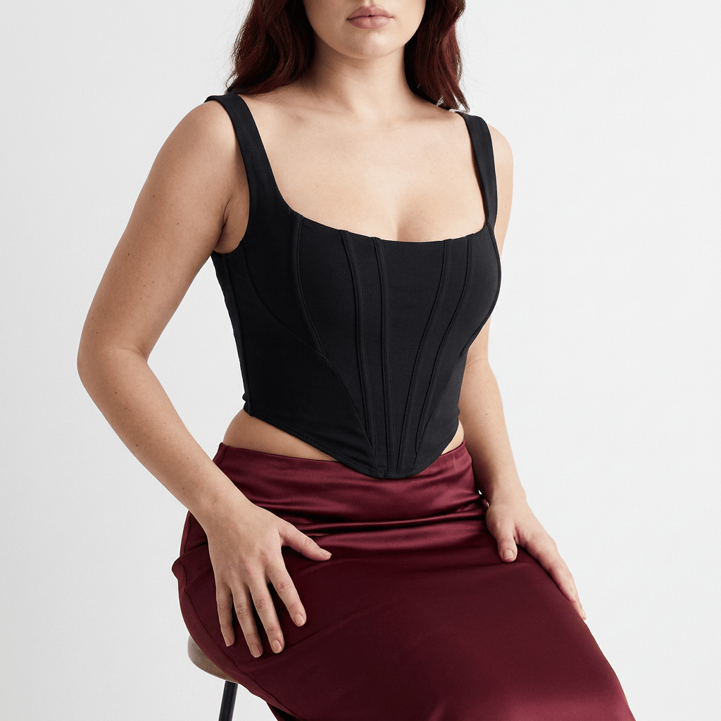 Luna Rune Strapped Boned Square-Neck Corset