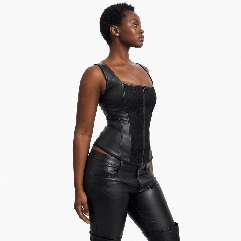 Luna Rune Strapped Zip-Up Lace Corset