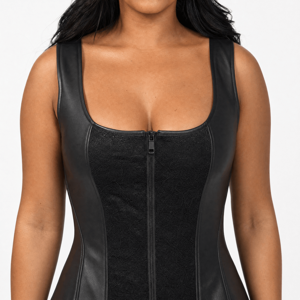 Luna Rune Strapped Zip-Up Lace Corset