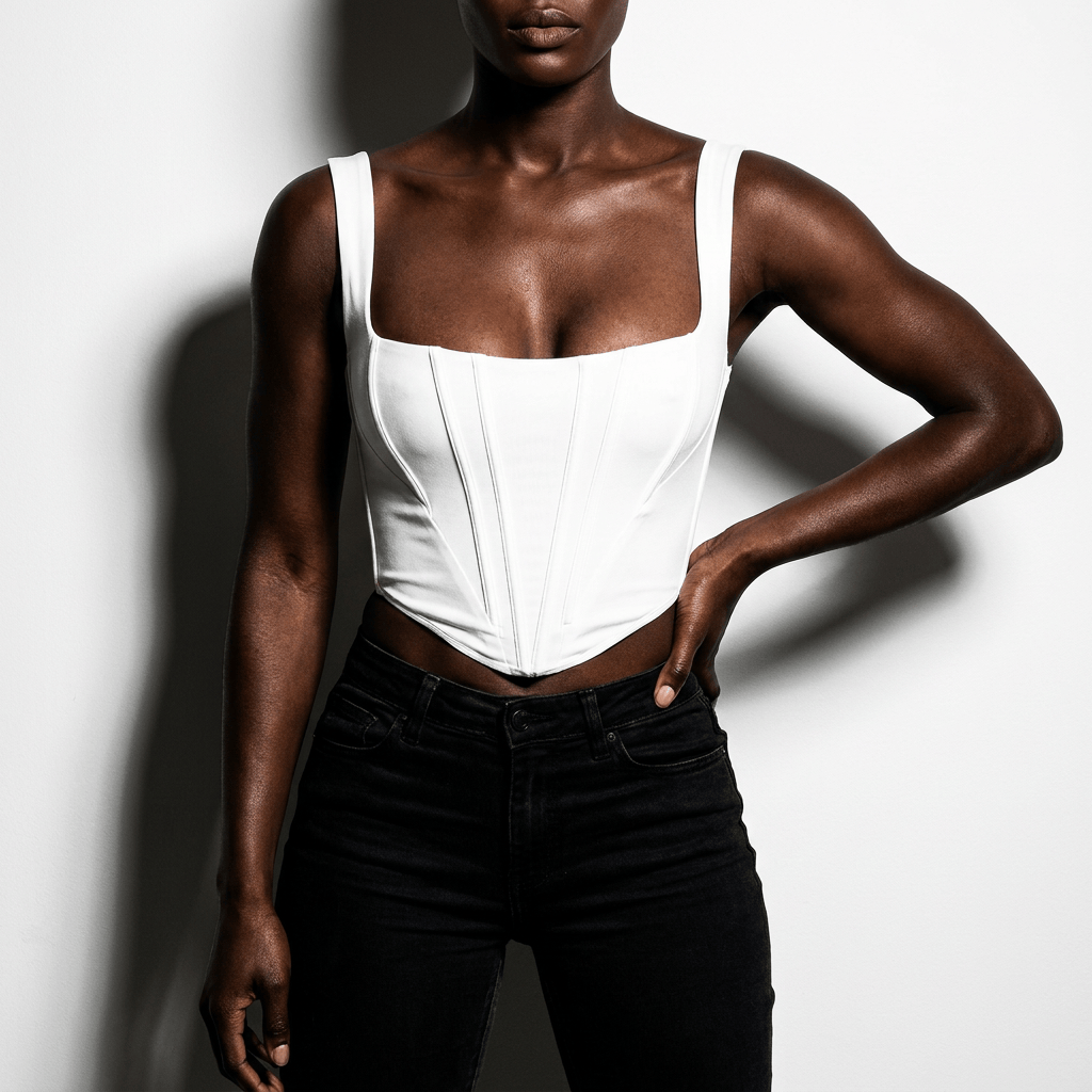 Luna Rune Strappy Boned Square-Neck Corset