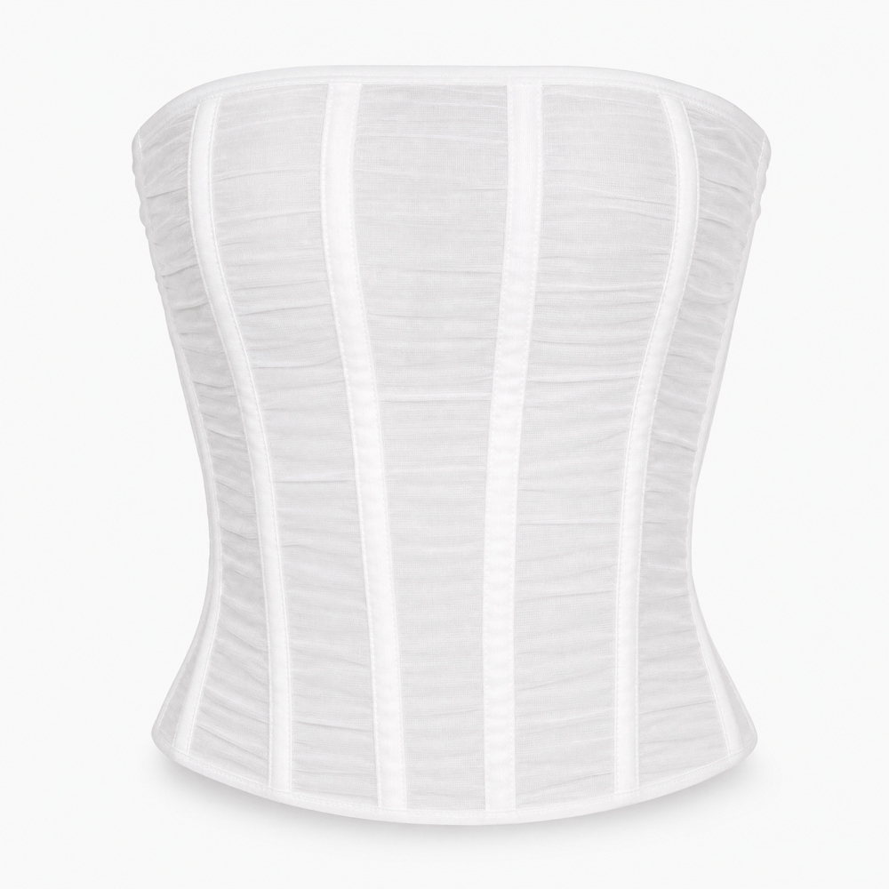 Luna Rune White / 2XS Strapless Boned Corset Top