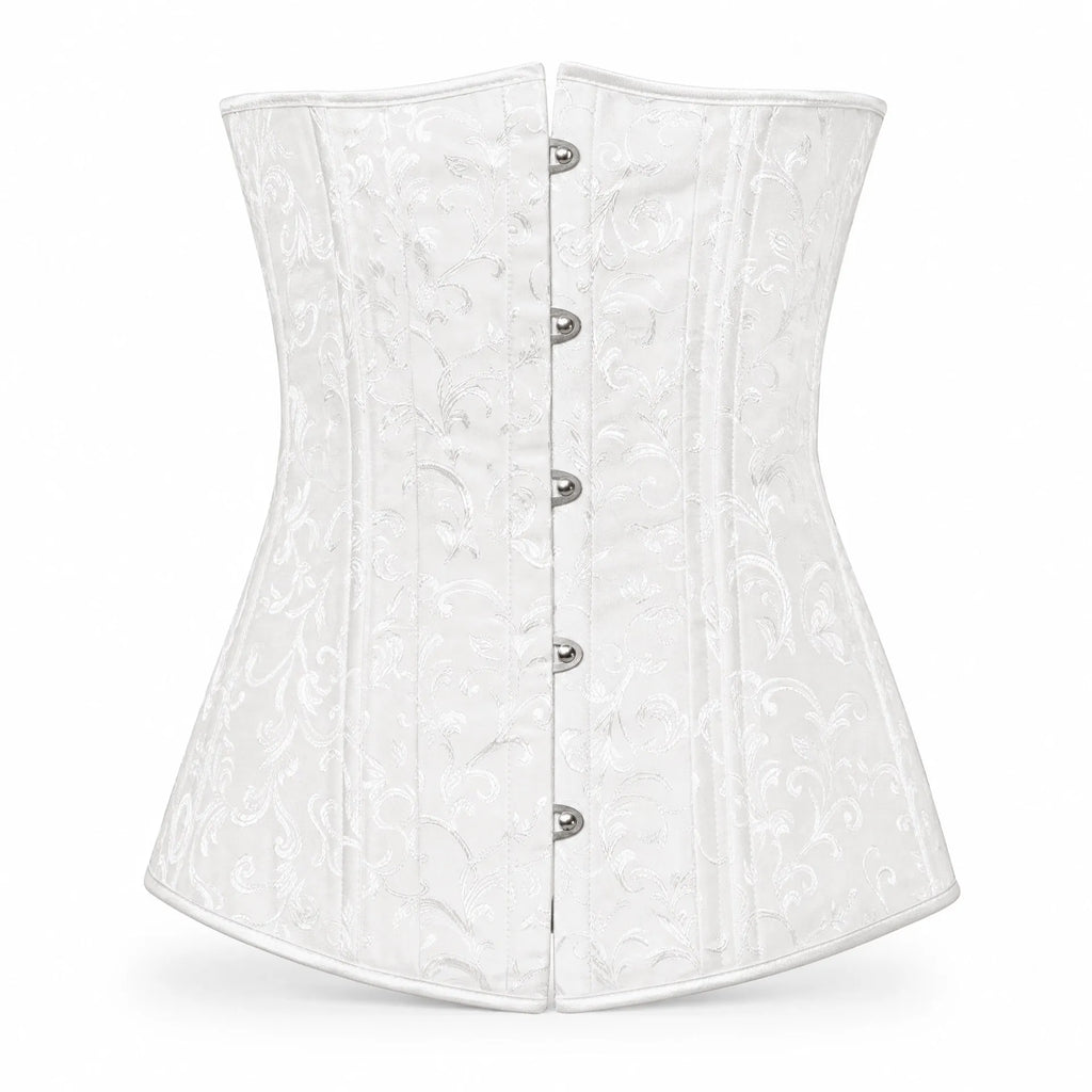 Luna Rune White / S Boned Front-Busk Hook-Eye Corset