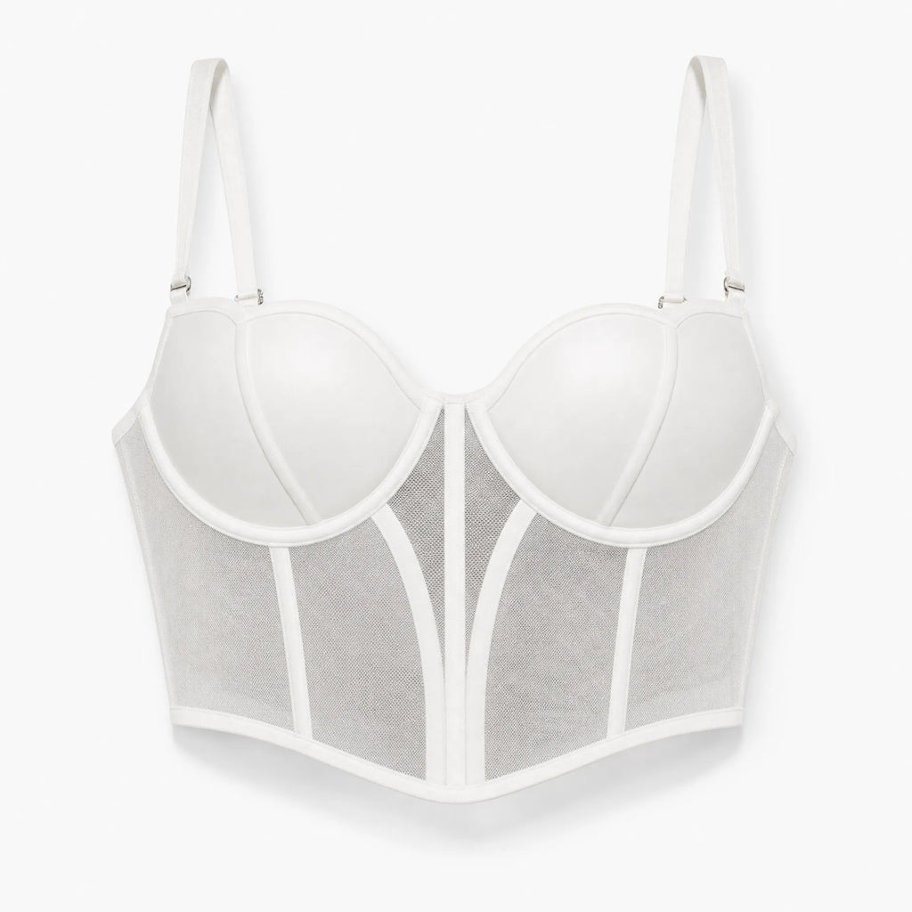 Luna Rune White / S Structured Panel Lace-Up Corset
