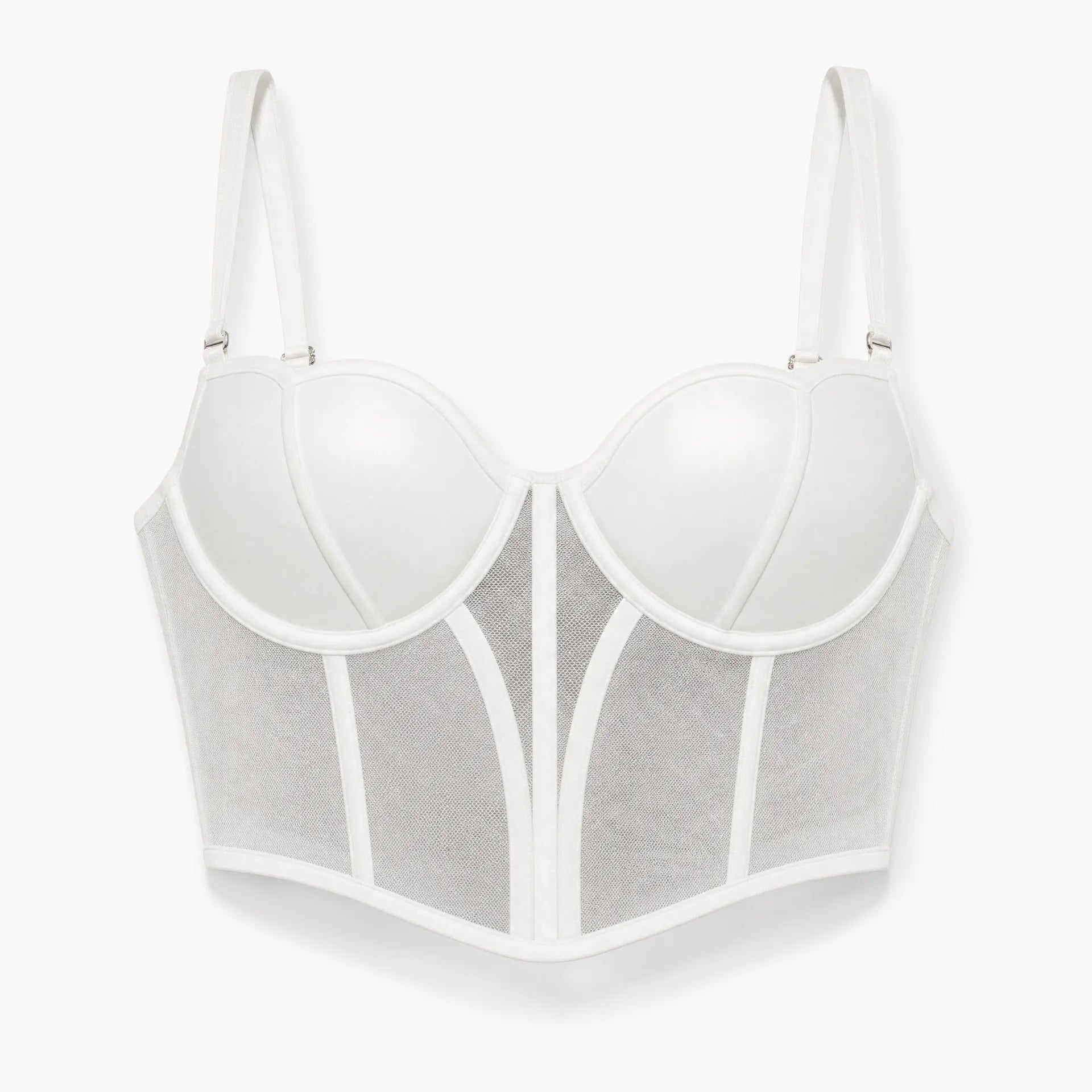 Luna Rune White / S Structured Panel Lace-Up Corset