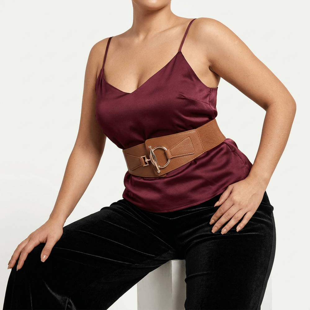 Luna Rune Wide Buckle-Waist Corset Belt