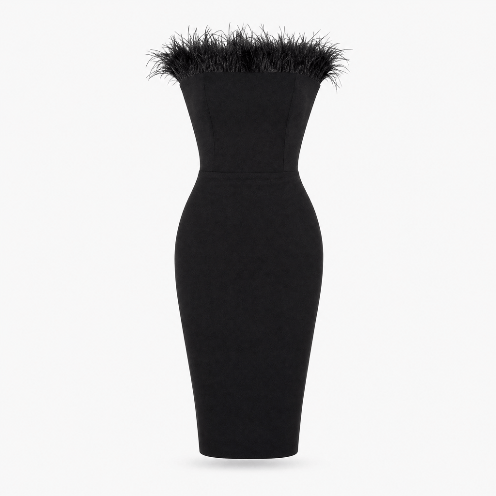 Luna Rune XS Feather-Trim Strapless Mini Corset Dress