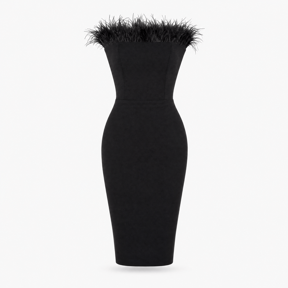 Luna Rune XS Feather-Trim Strapless Mini Corset Dress
