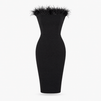 Luna Rune XS Feather-Trim Strapless Mini Corset Dress