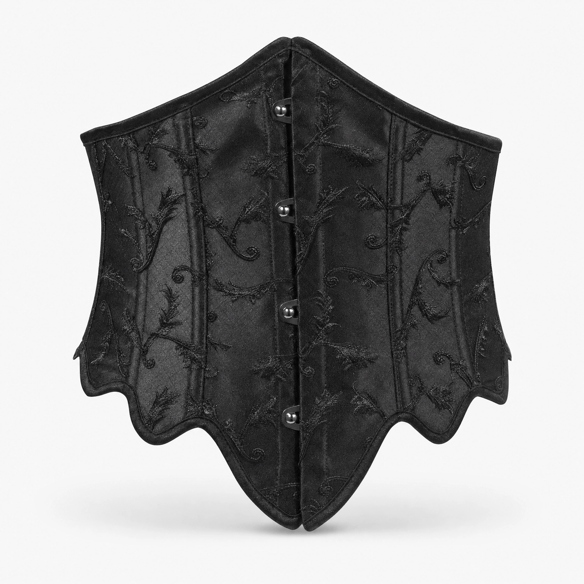 Luna Rune XXS / Black Embroidered Boned Lace-Up Corset Belt