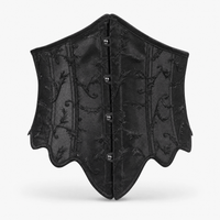 Luna Rune XXS / Black Embroidered Boned Lace-Up Corset Belt