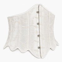 Luna Rune XXS / White Embroidered Boned Lace-Up Corset Belt