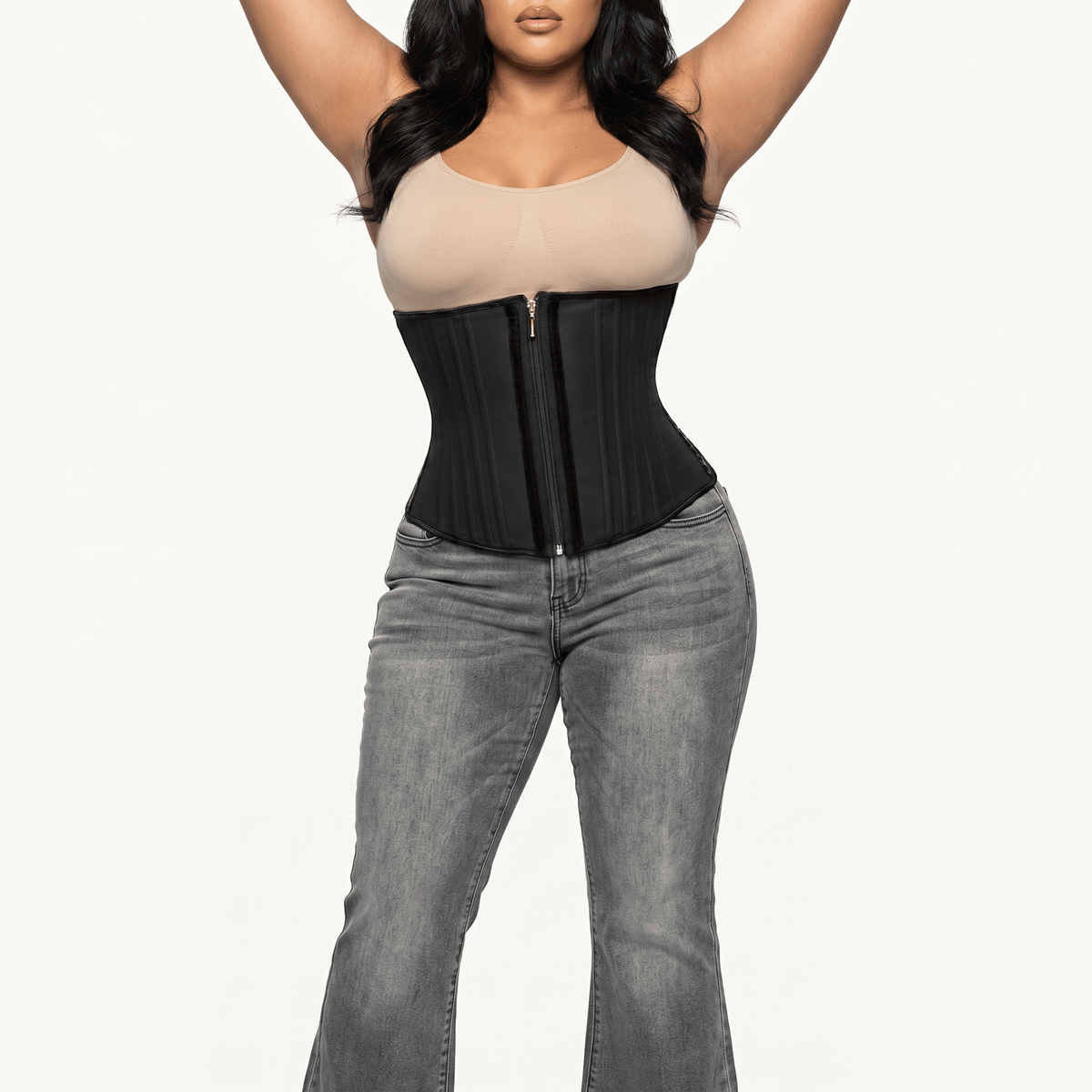 Luna Rune Zip-Up Hook-Eye Boned Corset