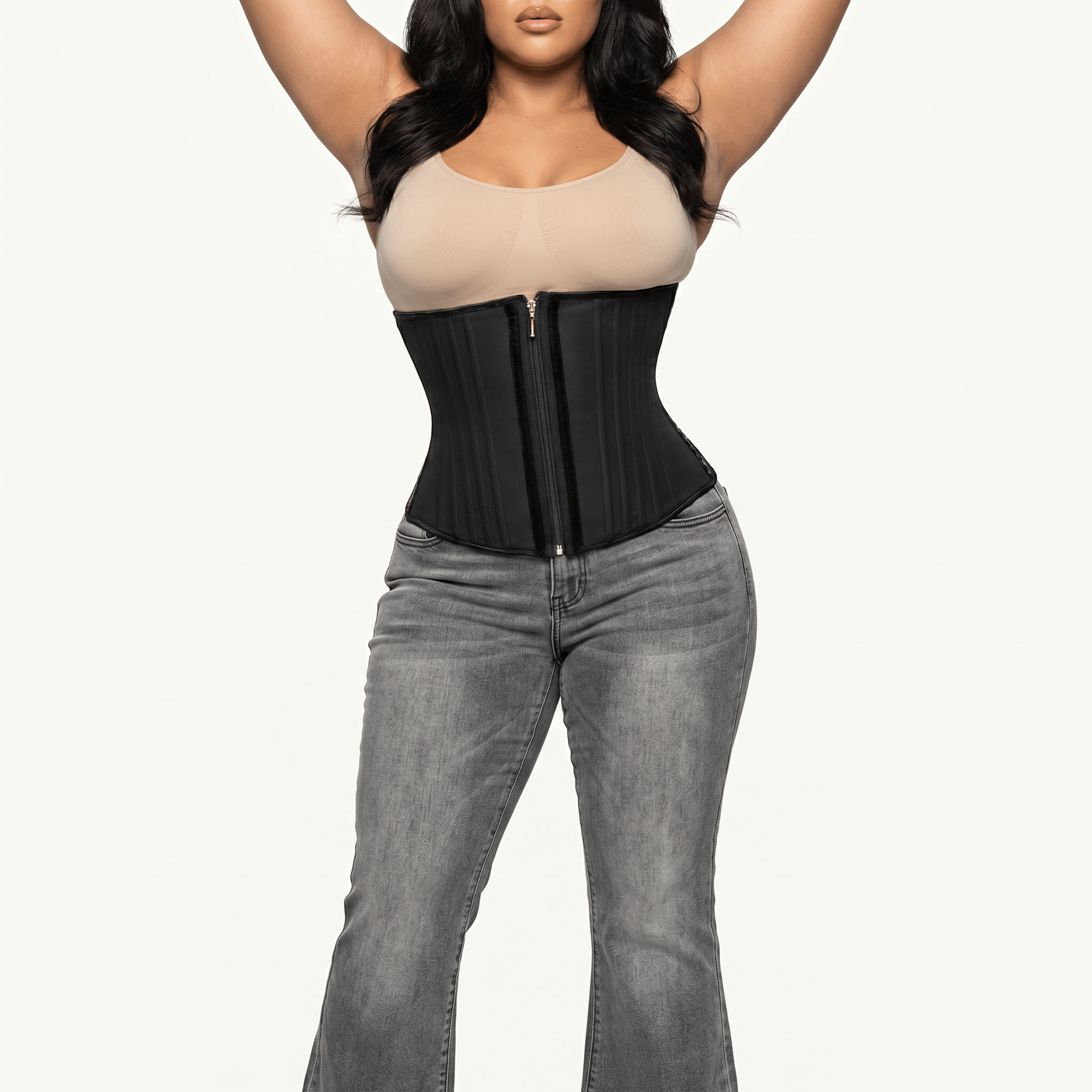 Luna Rune Zip-Up Hook-Eye Boned Corset